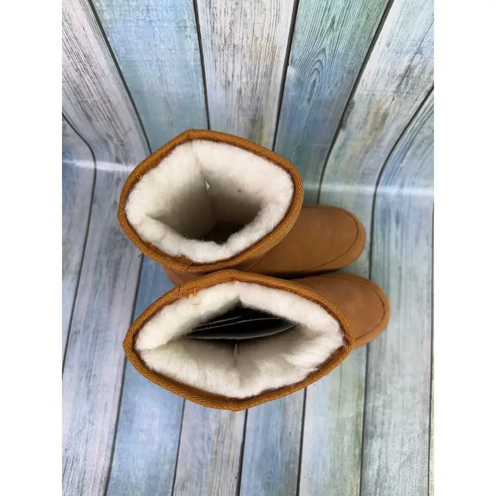 Plymouth Mocs Cow Suede Boots Merino Wool Lining Mid Calf Winter Snow Men's 10